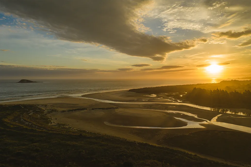 Aerial view of the Kaikorai Estuary.