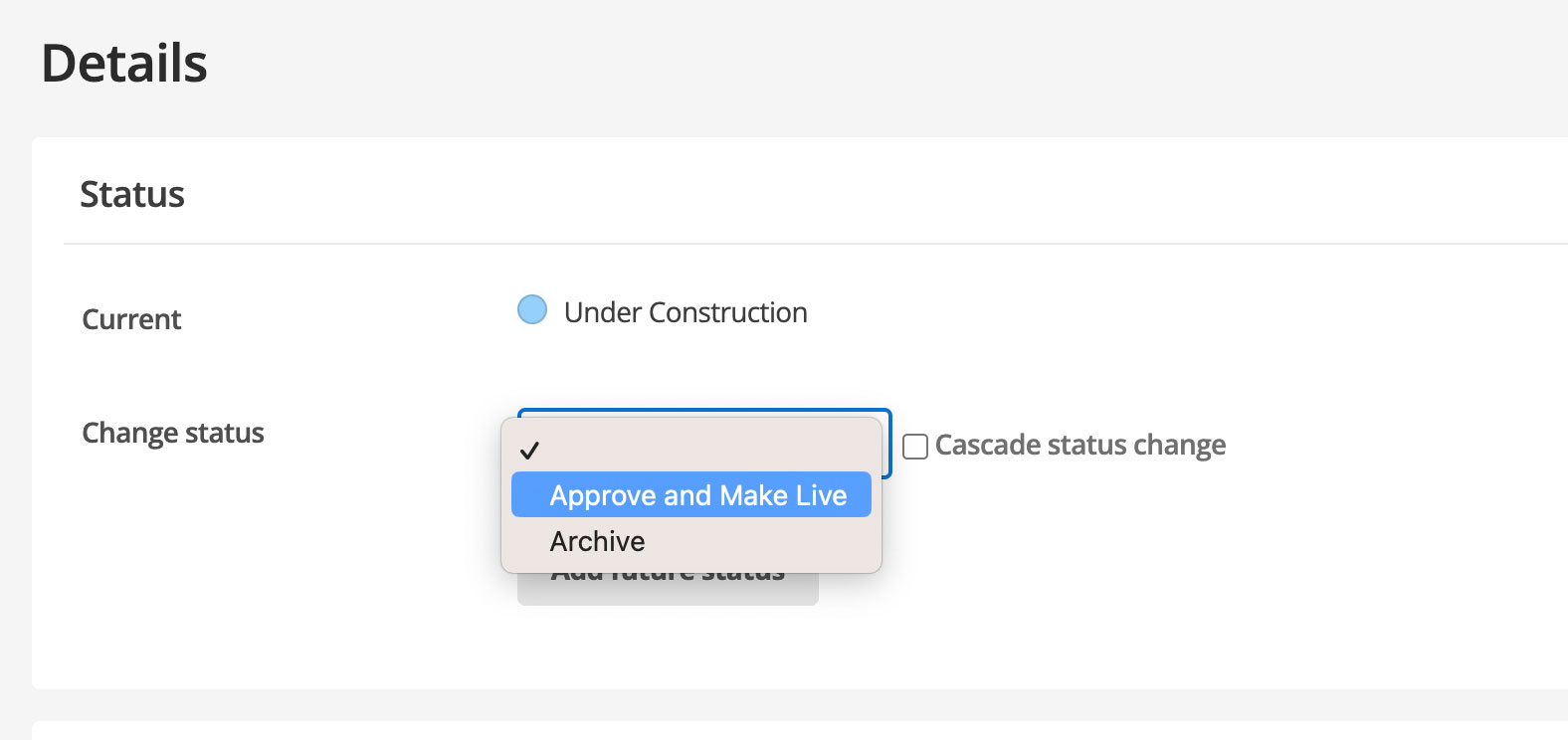 Approve and make live