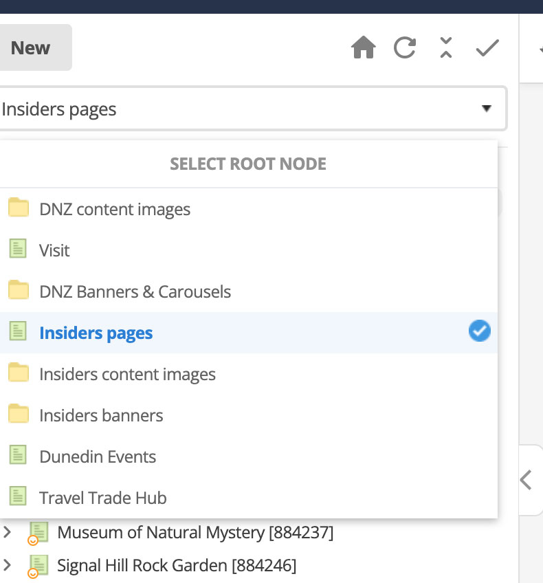Select root node