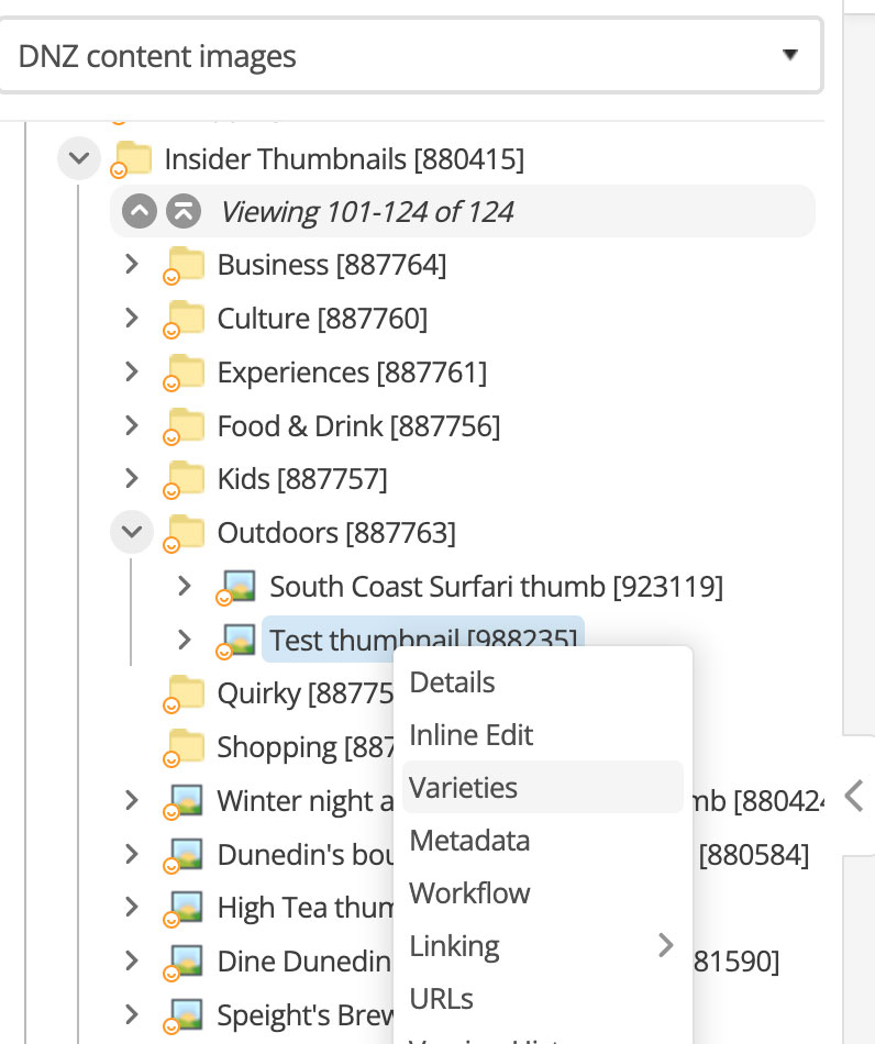 Thumbnail dropdown varieties