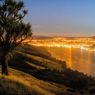 Cityscape Otago Peninsula at night