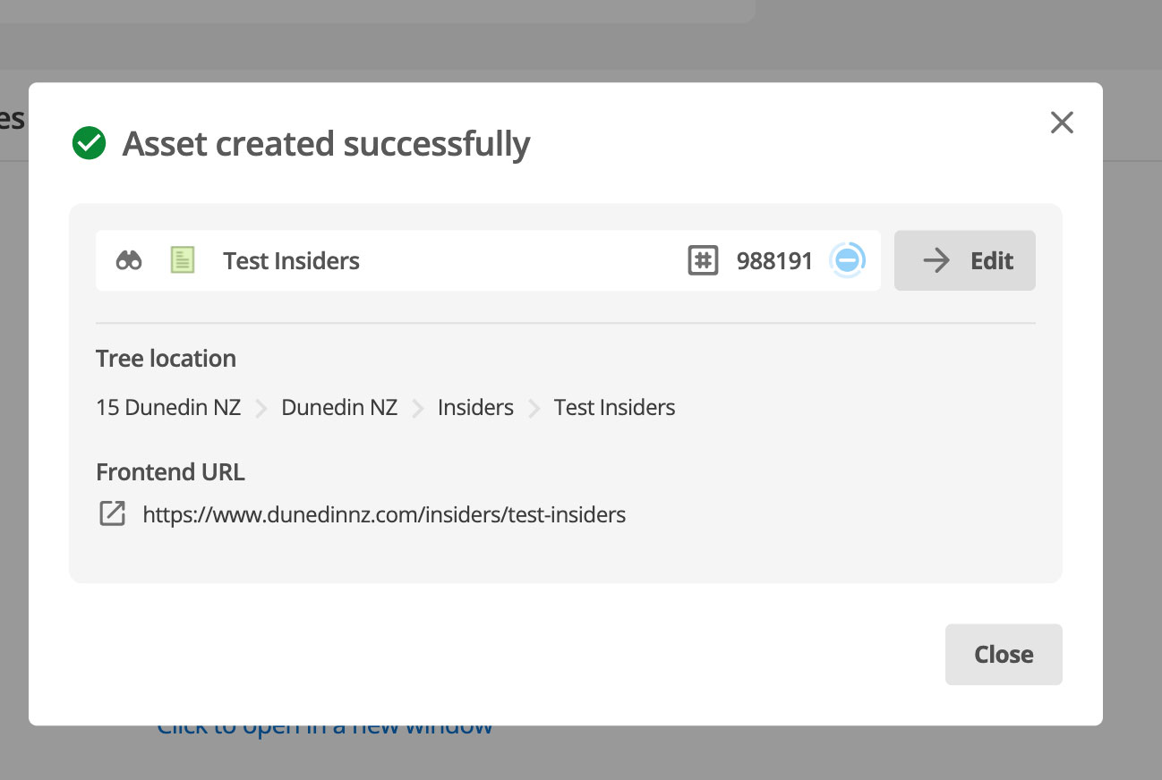 Page created success