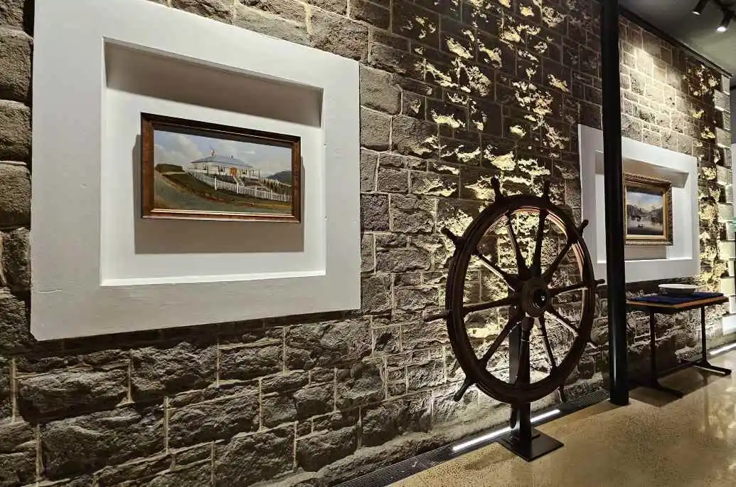 Maritime Museum A ship wheel in the new Maritime Museum at Port Chalmers.